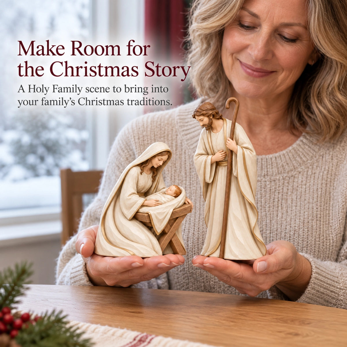 The First Christmas — Ivory & Gold Holy Family Nativity Set