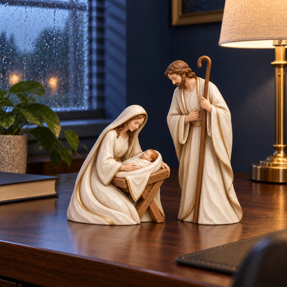 The First Christmas — Ivory & Gold Holy Family Nativity Set