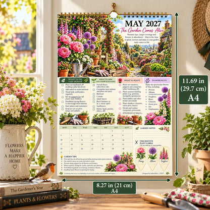 2027 Four Seasons Gardening Calendar & Monthly Planner – A4 Wall Calendar with Planting Guide, Garden Tasks & Plant Labels | DAILYARDPRO™