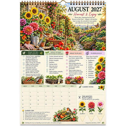 2027 Four Seasons Gardening Calendar & Monthly Planner – A4 Wall Calendar with Planting Guide, Garden Tasks & Plant Labels | DAILYARDPRO™