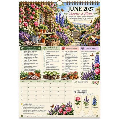 2027 Four Seasons Gardening Calendar & Monthly Planner – A4 Wall Calendar with Planting Guide, Garden Tasks & Plant Labels | DAILYARDPRO™