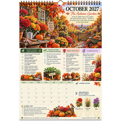 2027 Four Seasons Gardening Calendar & Monthly Planner – A4 Wall Calendar with Planting Guide, Garden Tasks & Plant Labels | DAILYARDPRO™