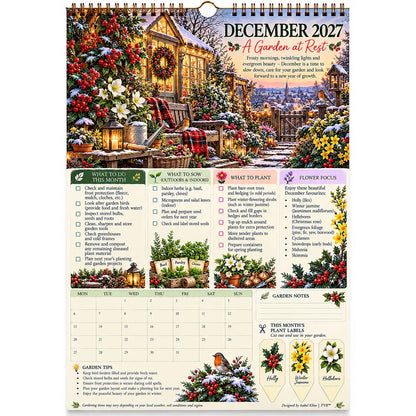 2027 Four Seasons Gardening Calendar & Monthly Planner – A4 Wall Calendar with Planting Guide, Garden Tasks & Plant Labels | DAILYARDPRO™
