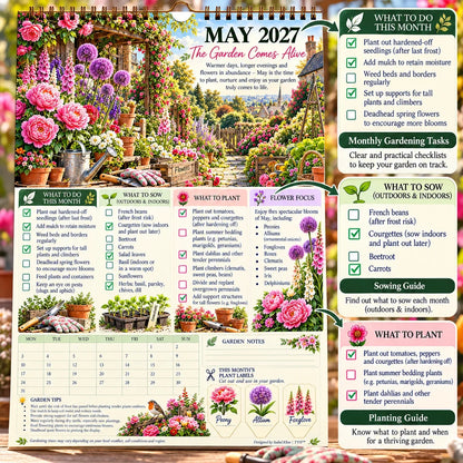 2027 Four Seasons Gardening Calendar & Monthly Planner – A4 Wall Calendar with Planting Guide, Garden Tasks & Plant Labels | DAILYARDPRO™