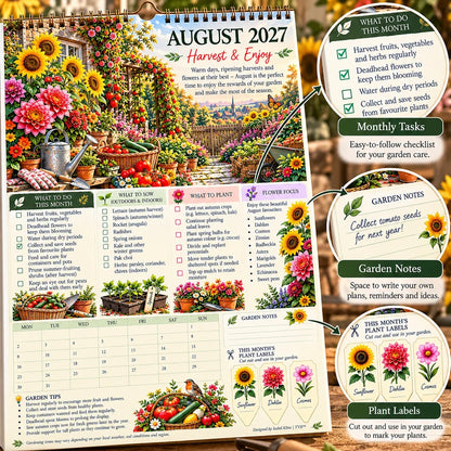 2027 Four Seasons Gardening Calendar & Monthly Planner – A4 Wall Calendar with Planting Guide, Garden Tasks & Plant Labels | DAILYARDPRO™