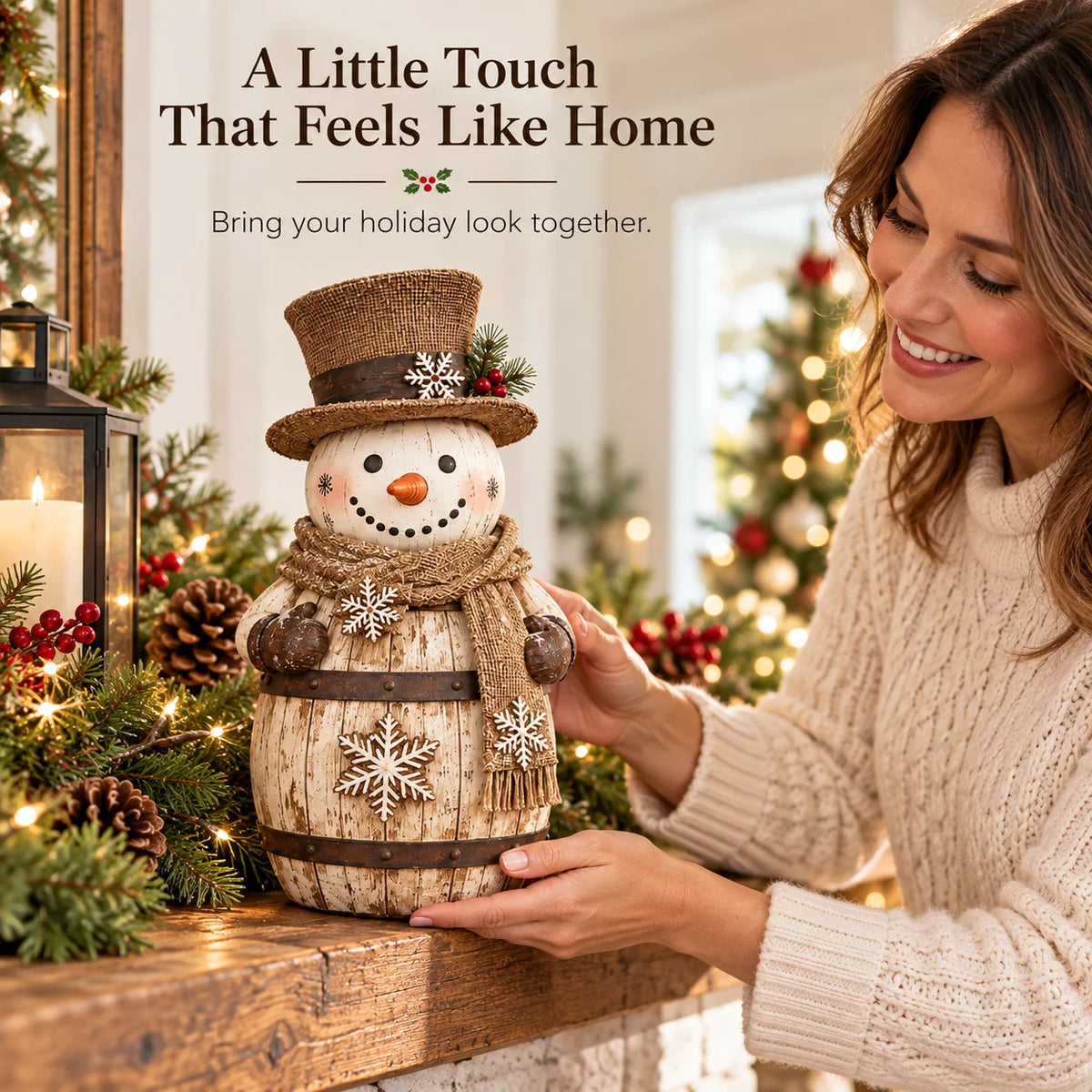 ☃️🎄 Frosted Barrel Snowman™ | Vintage Christmas Figurine