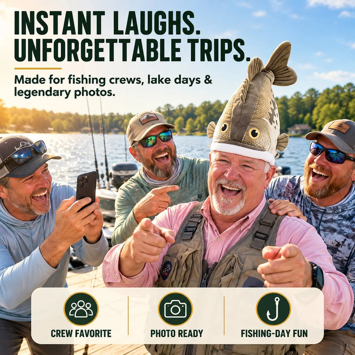 🔥Last day49% OFF🐟 Funny 3D Fish Hat — Funny Fishing Gift for Anglers, Lake Days & Parties