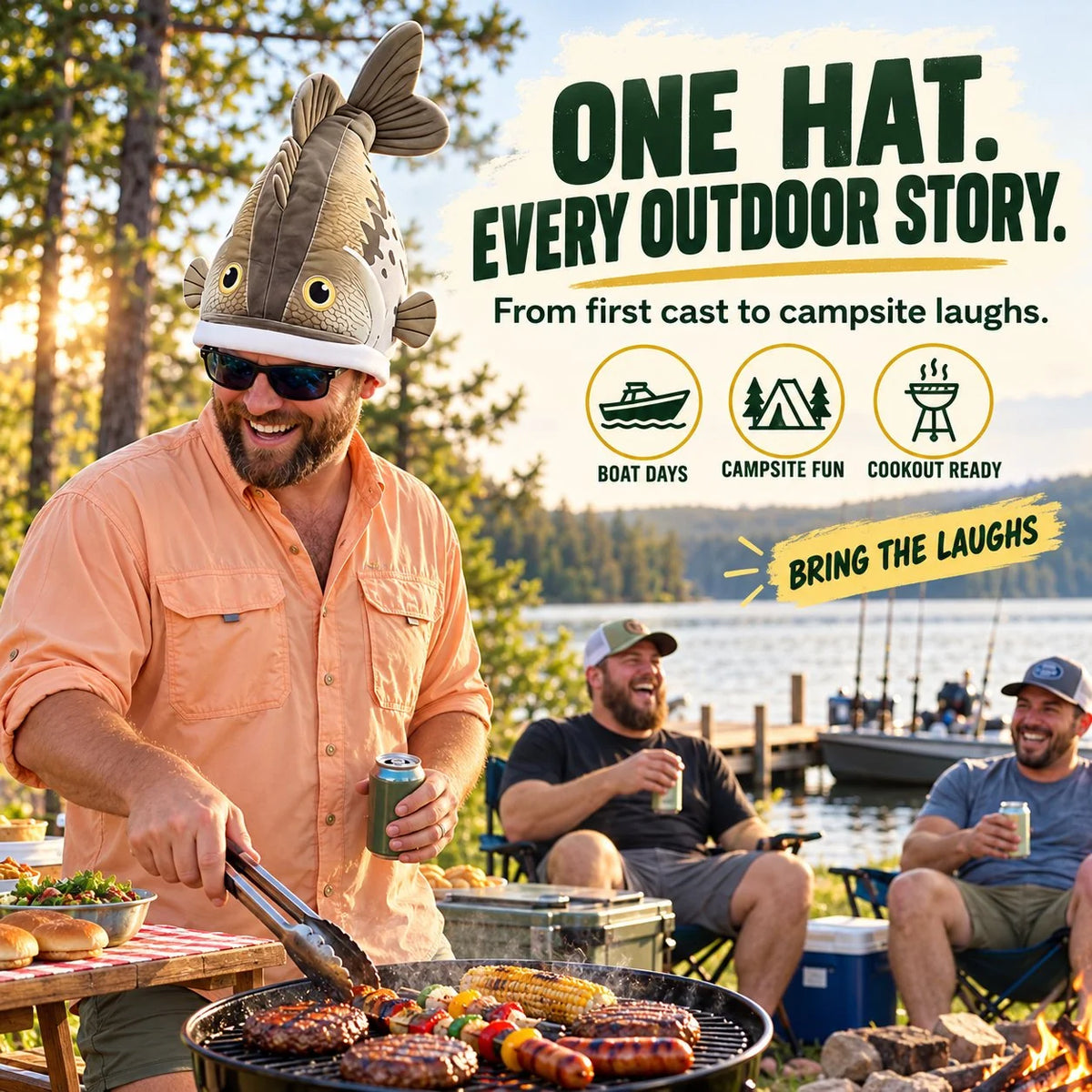🔥Last day49% OFF🐟 Funny 3D Fish Hat — Funny Fishing Gift for Anglers, Lake Days & Parties