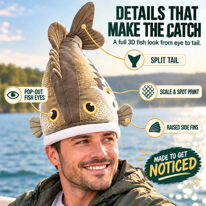 🔥Last day49% OFF🐟 Funny 3D Fish Hat — Funny Fishing Gift for Anglers, Lake Days & Parties