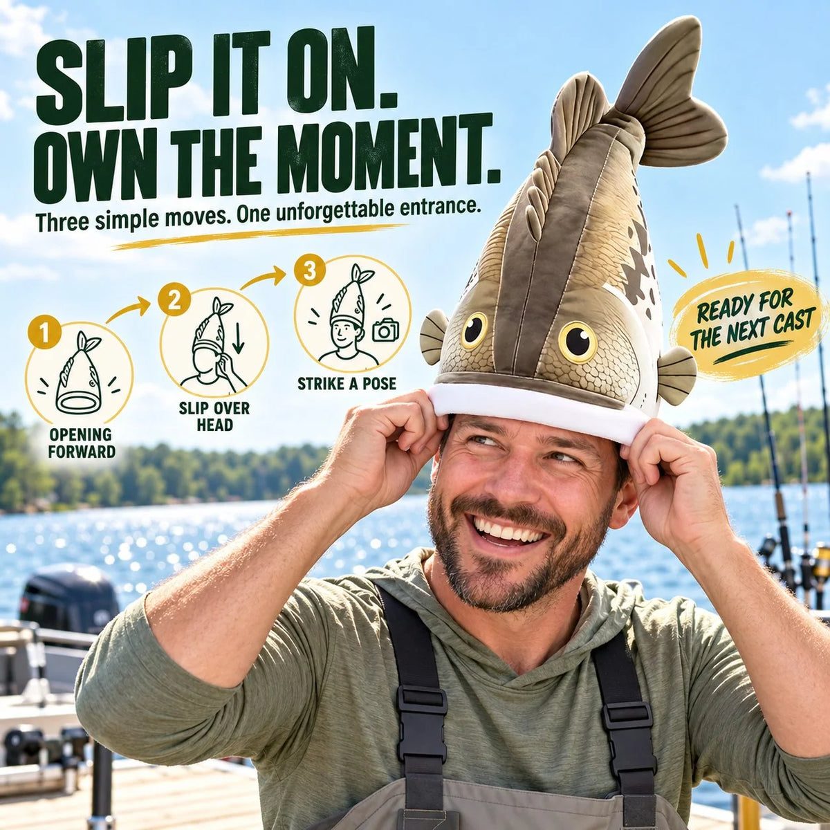 🔥Last day49% OFF🐟 Funny 3D Fish Hat — Funny Fishing Gift for Anglers, Lake Days & Parties
