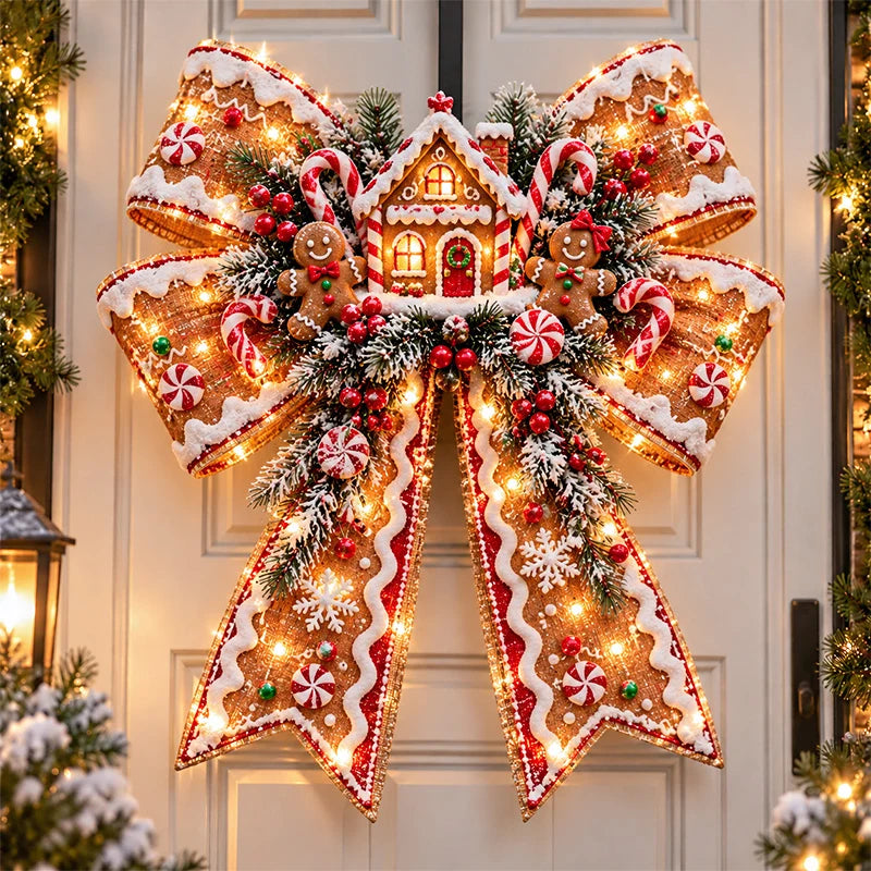 🎀🎄 Christmas Magic Bow Door Hangers – Oversized Light-Up Holiday Bows in 6 Festive Styles🔥