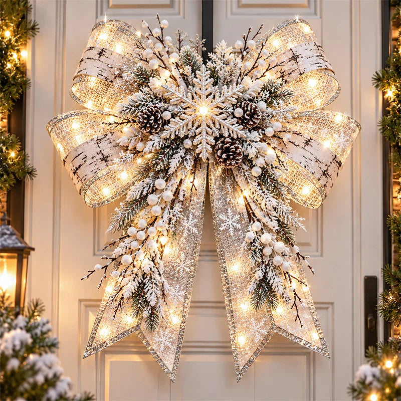 🎀🎄 Christmas Magic Bow Door Hangers – Oversized Light-Up Holiday Bows in 6 Festive Styles🔥