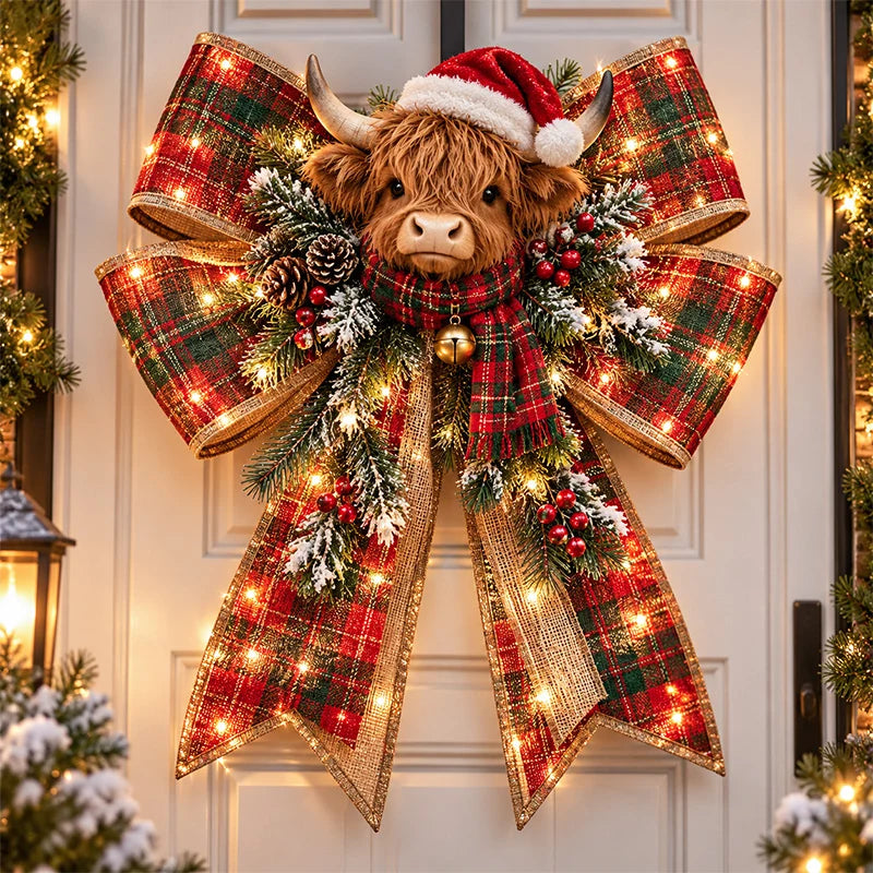 🎀🎄 Christmas Magic Bow Door Hangers – Oversized Light-Up Holiday Bows in 6 Festive Styles🔥