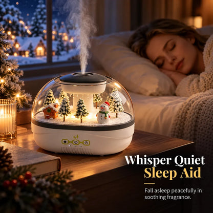 ❄💧 Winter-themed Christmas micro-landscape raindrop aroma diffuser, quiet ultrasonic humidifier with night light🎄