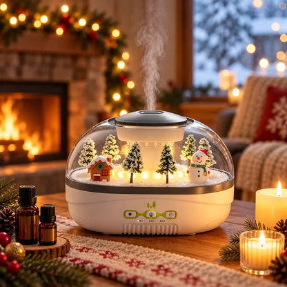 ❄💧 Winter-themed Christmas micro-landscape raindrop aroma diffuser, quiet ultrasonic humidifier with night light🎄