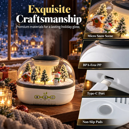 ❄💧 Winter-themed Christmas micro-landscape raindrop aroma diffuser, quiet ultrasonic humidifier with night light🎄