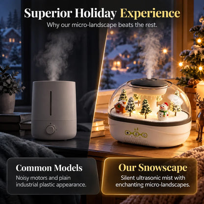 ❄💧 Winter-themed Christmas micro-landscape raindrop aroma diffuser, quiet ultrasonic humidifier with night light🎄