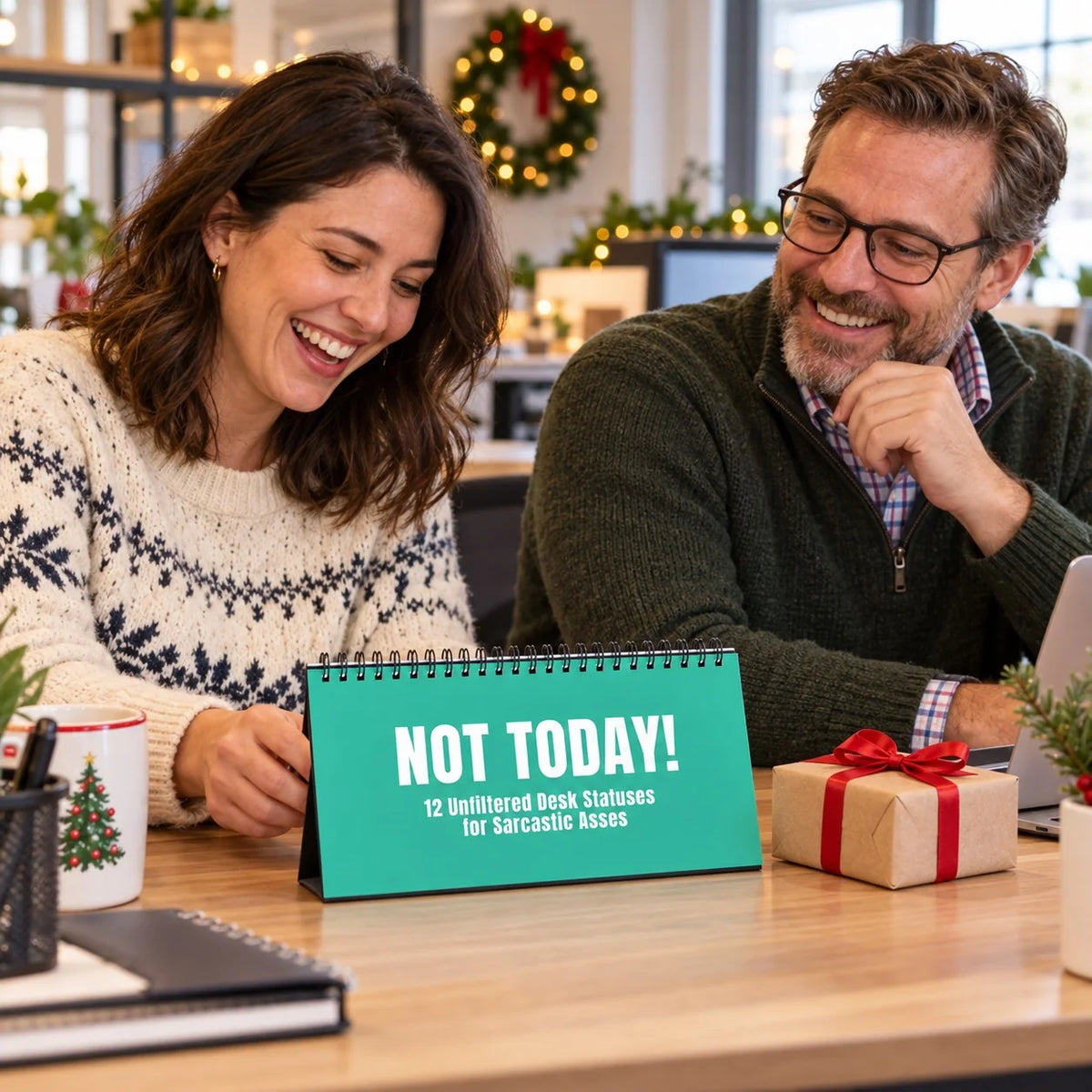 NOT TODAY! Unfiltered Desk Status Flip Sign — 12 Messages