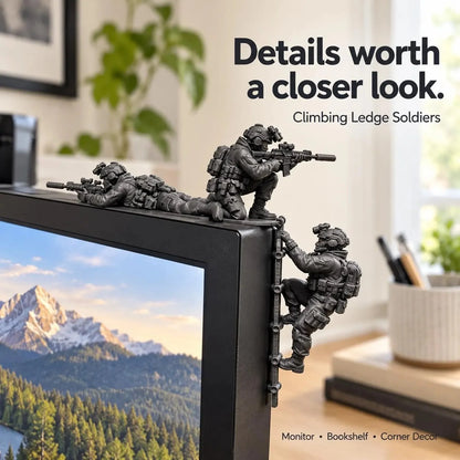 🪖Climbing Special Ops Soldiers, Tactical Soldier Monitor Decor, Military Desk Figurines, Gamer Desk Accessory, Gift for Him