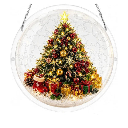 🎅⛄Christmas acrylic puzzle ornament, Santa Claus snow scene transparent tile puzzle, Christmas holiday decoration