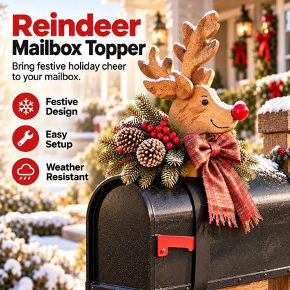 🦌🎄Vintage Christmas Reindeer Mailbox Topper
