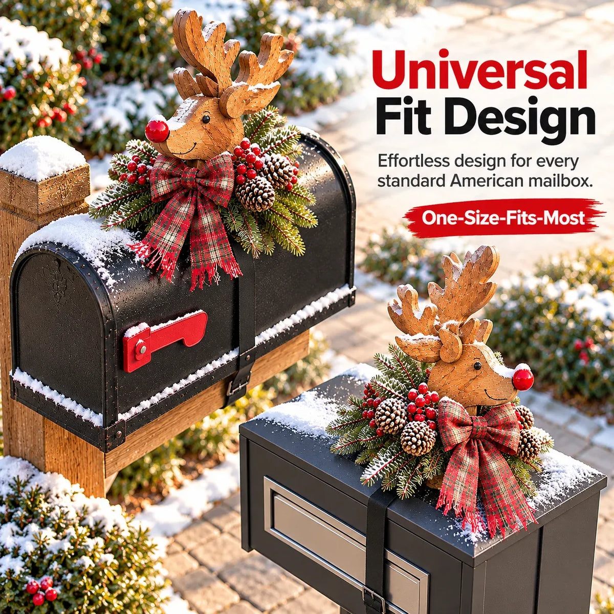 🦌🎄Vintage Christmas Reindeer Mailbox Topper