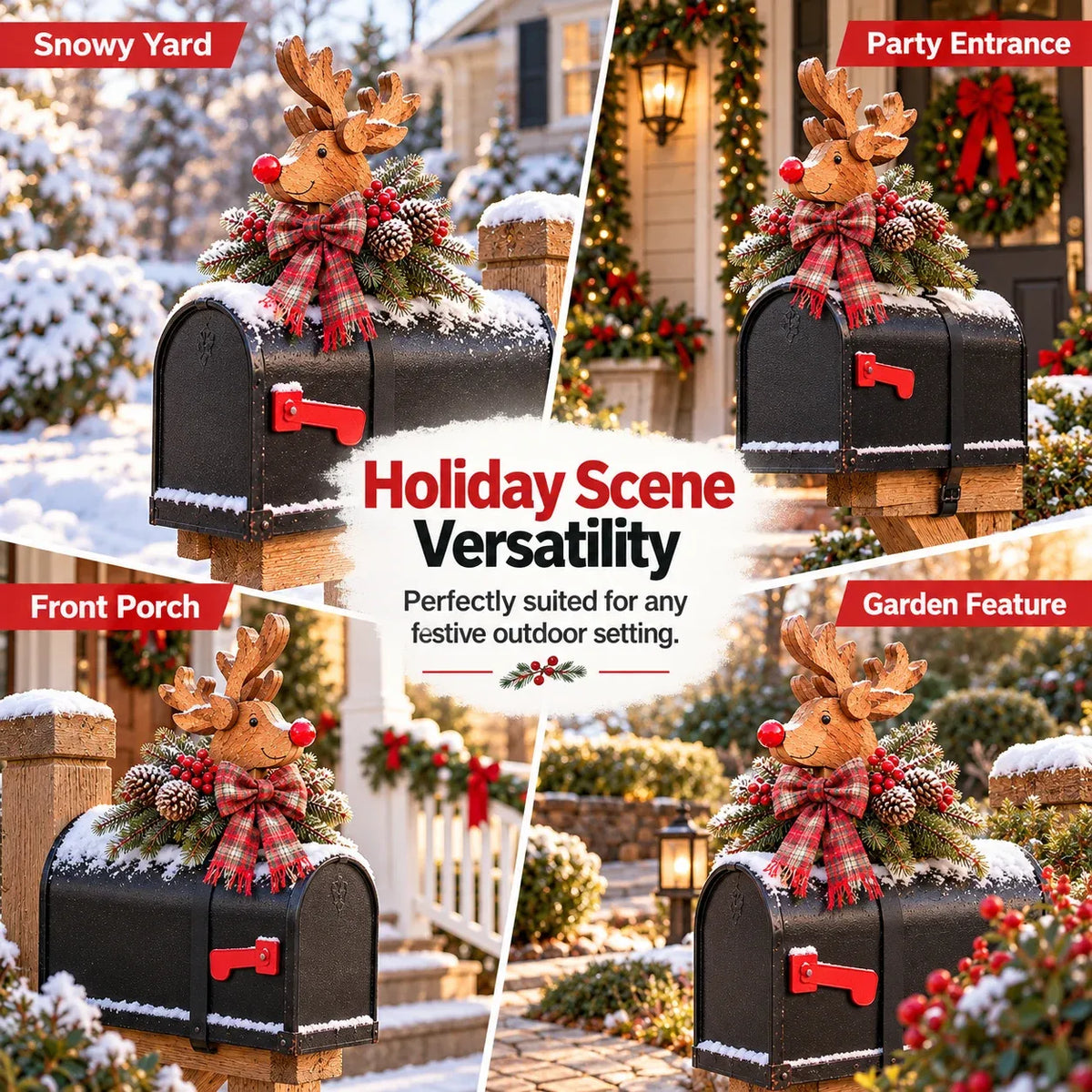🦌🎄Vintage Christmas Reindeer Mailbox Topper
