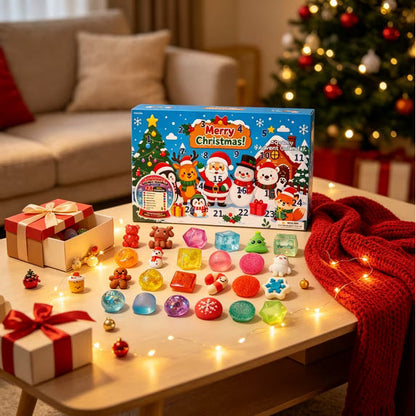 24Pcs Squishy Fidget Toy Advent Calendar, Christmas Countdown Surprise Variety Squeeze Toy Pack, Kids Christmas Stocking Stuffer