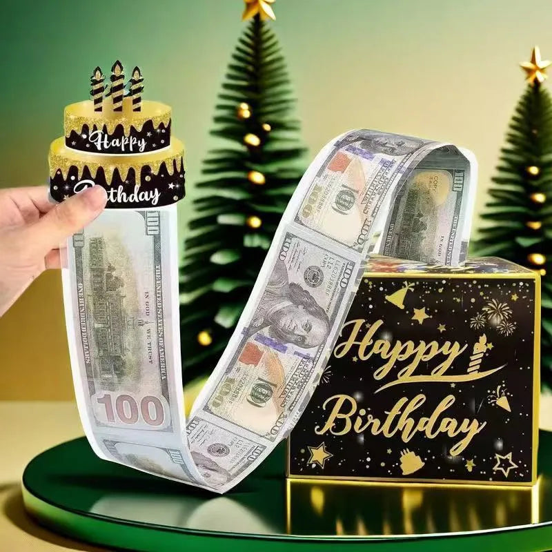 🔥LAST DAY 50% OFF - 💵🎄 Christmas Money Pull Surprise Box 50 Fillable Pockets for Cash, Treats, Notes & More 🎁