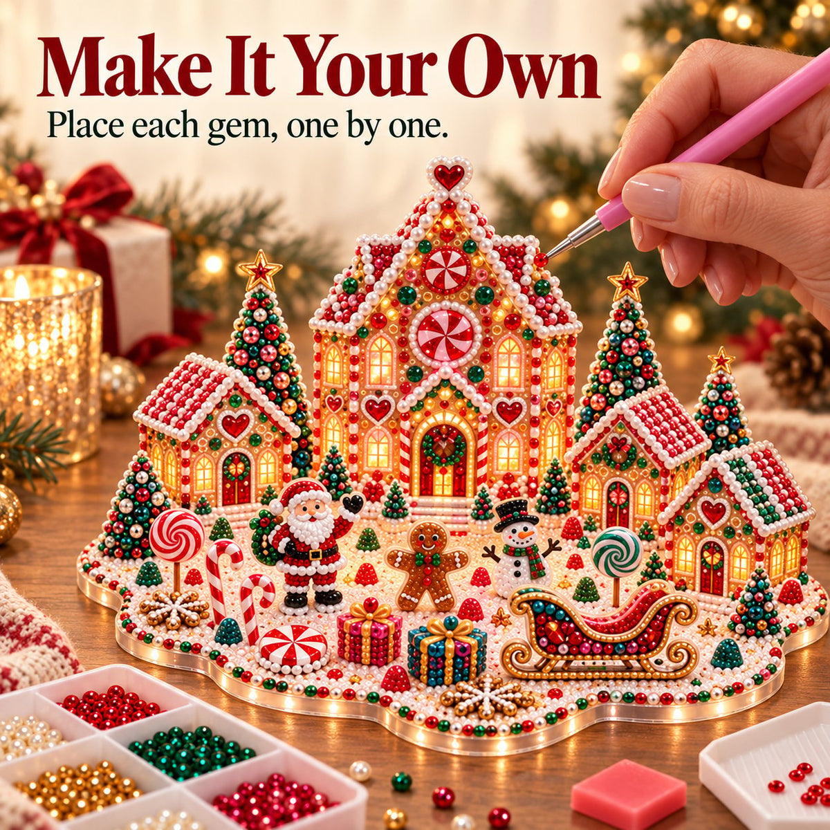Magisches Weihnachtsdorf – DIY-Schmuckstein-Set für eine festliche Tischdekoration
