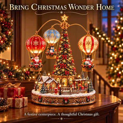 Santa’s Sky Journey — Animated Christmas Hot Air Balloon Village with Lights