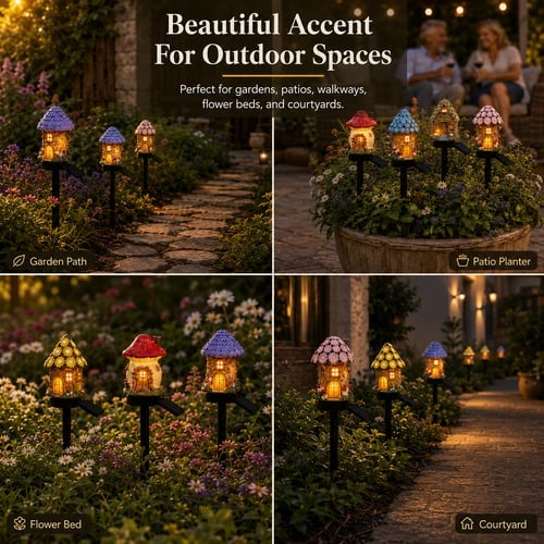 🍄✨ Turn Your Backyard Into An Enchanted Fairy Forest! Solar Mushroom Cottage Garden Light