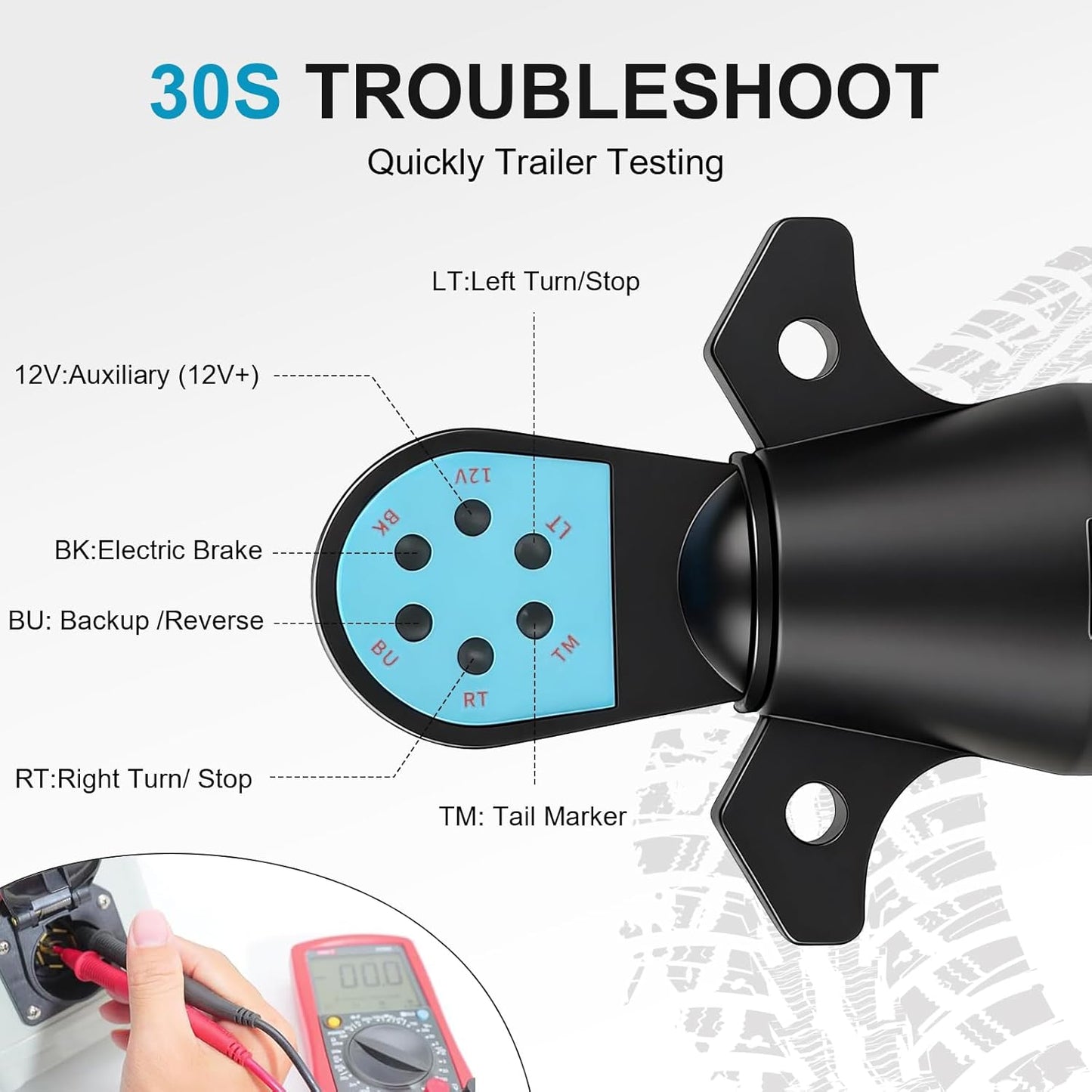 🚛🚢 7 Pin Trailer Plug Tester 12V Wiring Diagnostic Tool