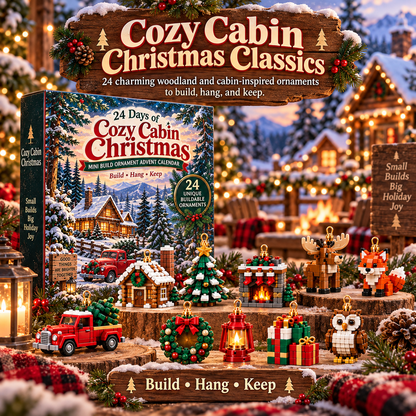 🎄 24 Days of Cozy Cabin Christmas – Mini Toy Ornament Advent Calendar