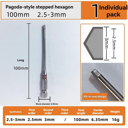 🔧 All-in-One Pagoda Hex Screwdriver Bit Set (6PCS)
