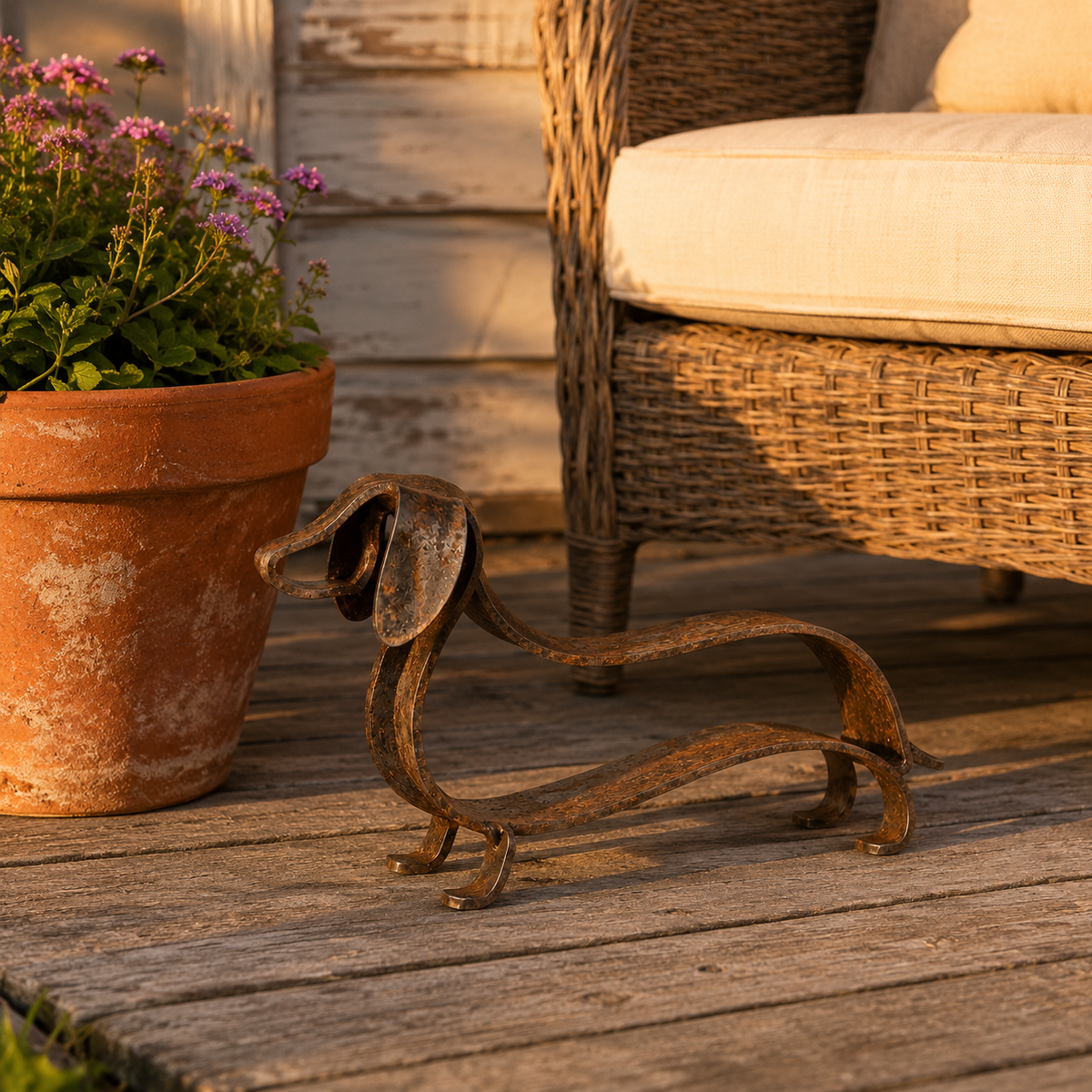 🔥🔥Rustic Dachshund Metal Sculpture