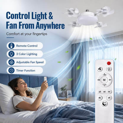 🌬️ SUMMER SALE 49% OFF 💡No-Wiring Ceiling Fan Light with Remote Control