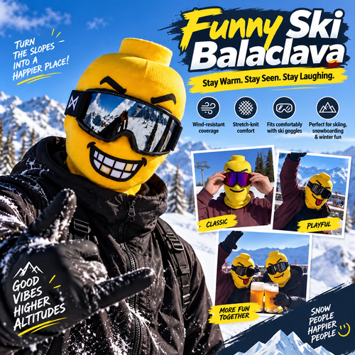 Funny Face Ski Balaclava – Cosy Knitted Winter Mask for Skiing & Snowboarding | Mask Only