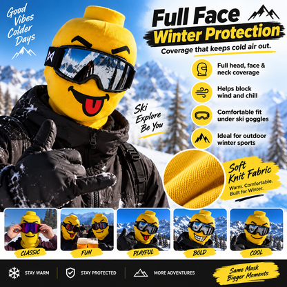 Funny Face Ski Balaclava – Cosy Knitted Winter Mask for Skiing & Snowboarding | Mask Only