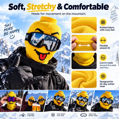 Funny Face Ski Balaclava – Cosy Knitted Winter Mask for Skiing & Snowboarding | Mask Only