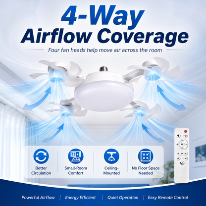 🌬️ SUMMER SALE 49% OFF 💡No-Wiring Ceiling Fan Light with Remote Control