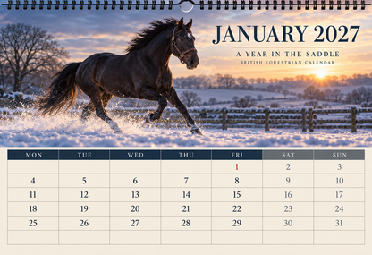 2027 A Year in the Saddle British Equestrian Wall Calendar | A4 Calendar for Horse Lovers