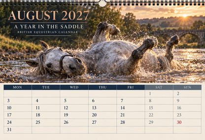 2027 A Year in the Saddle British Equestrian Wall Calendar | A4 Calendar for Horse Lovers