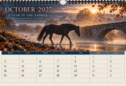 2027 A Year in the Saddle British Equestrian Wall Calendar | A4 Calendar for Horse Lovers