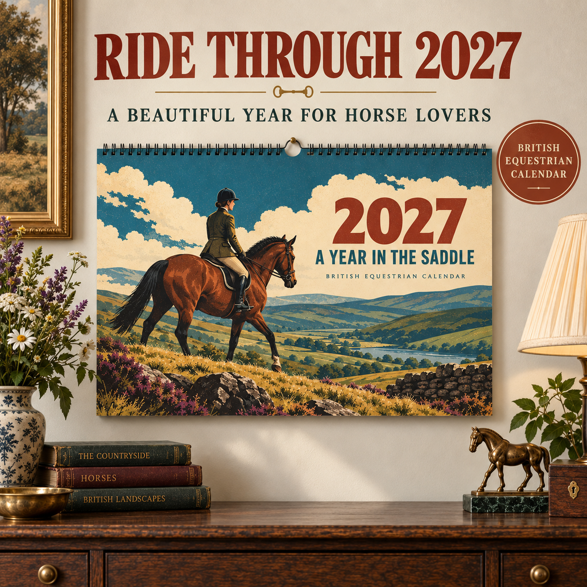 2027 A Year in the Saddle British Equestrian Wall Calendar | A4 Calendar for Horse Lovers