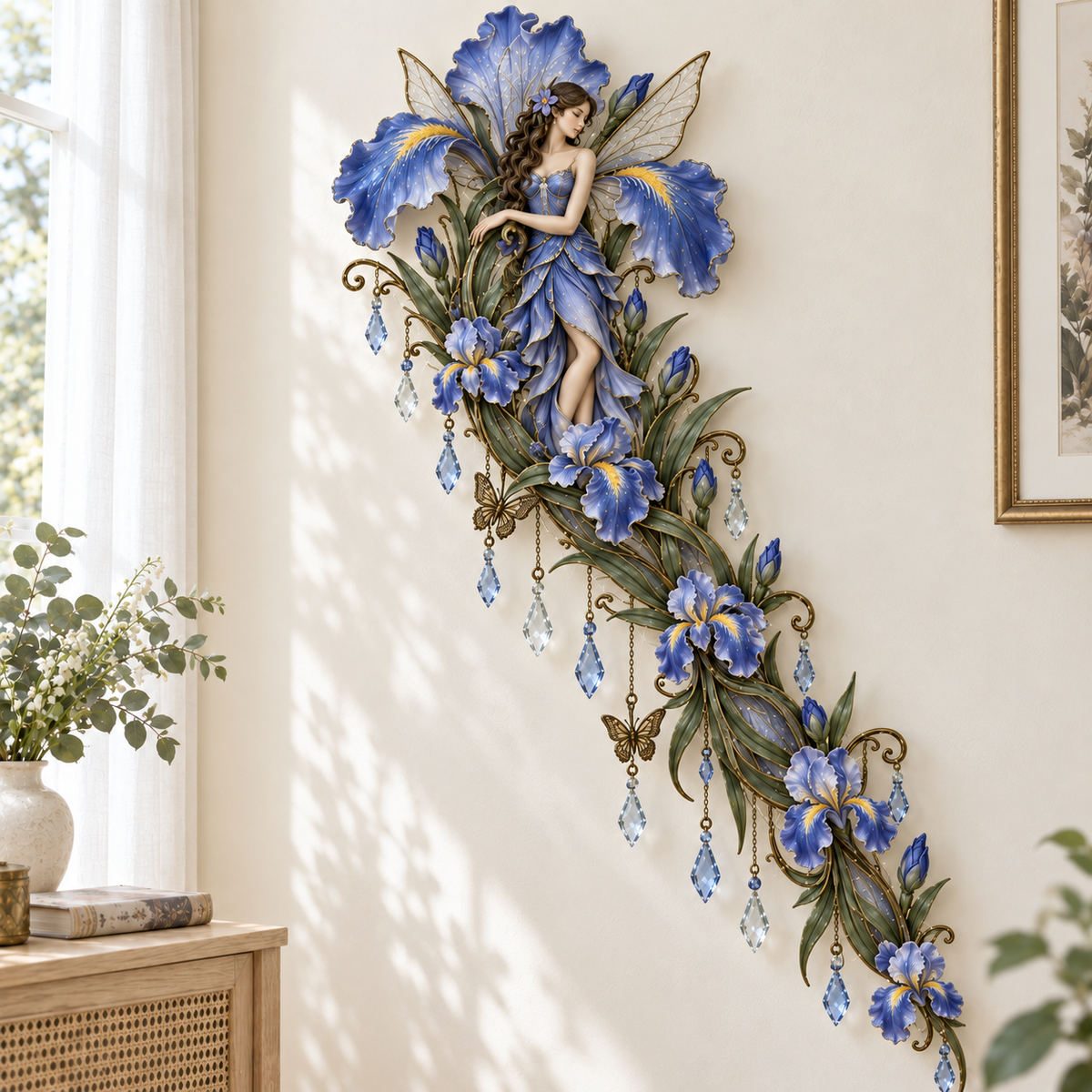 🌹🧚‍♀️Enchanted Flower Fairy Wall Light✨Cascading Floral Decor