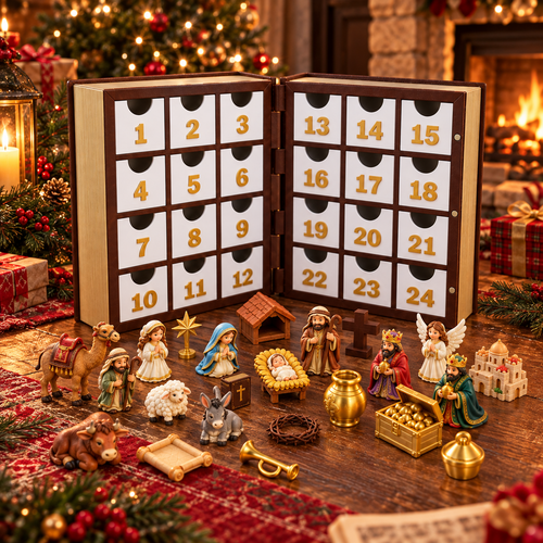 Holy Bible Nativity Advent Calendar – 24-Day Christmas Countdown & Miniature Display Set