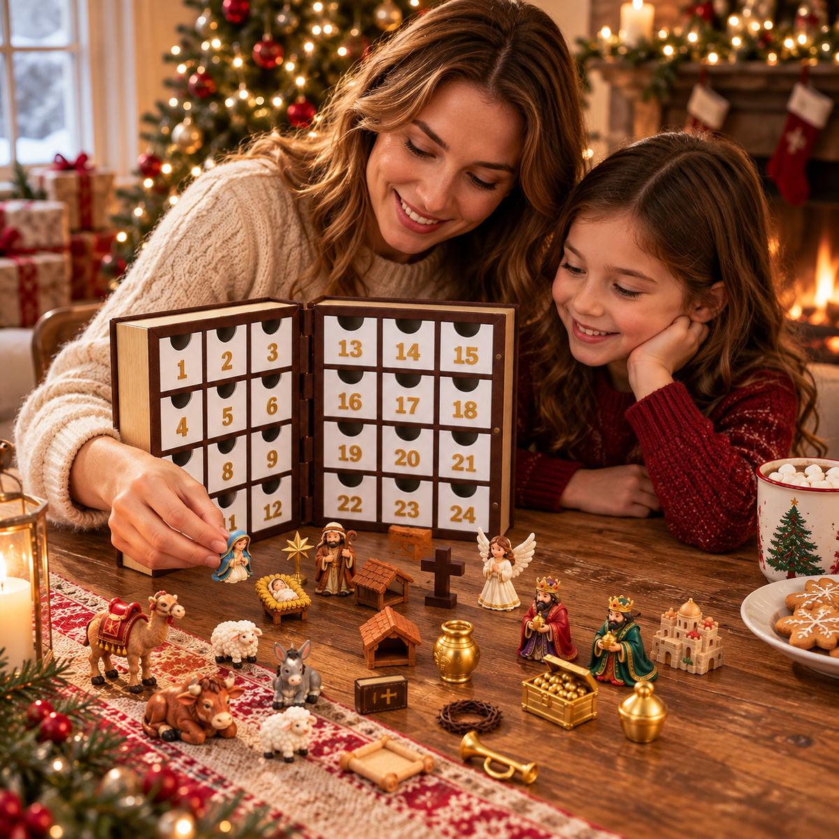 Holy Bible Nativity Advent Calendar – 24-Day Christmas Countdown & Miniature Display Set