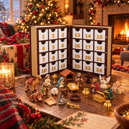 Holy Bible Nativity Advent Calendar – 24-Day Christmas Countdown & Miniature Display Set