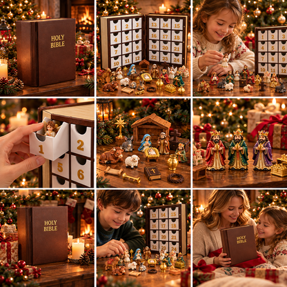 Holy Bible Nativity Advent Calendar – 24-Day Christmas Countdown & Miniature Display Set